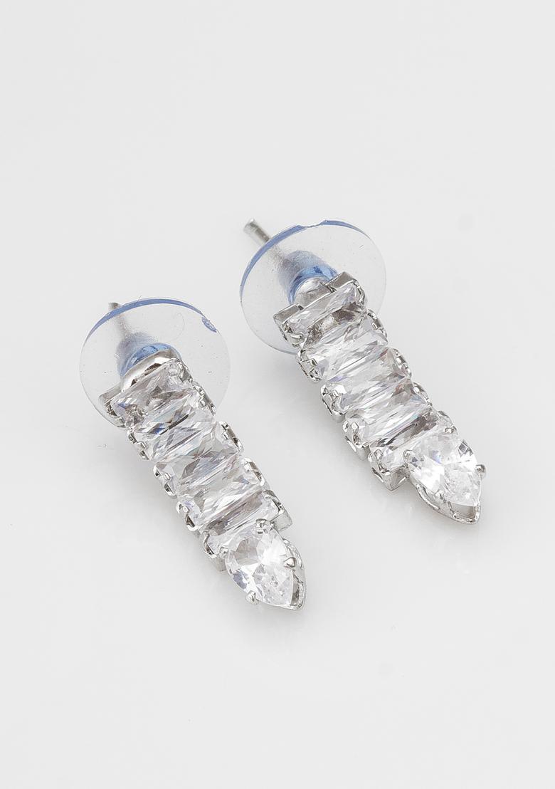 Silver Diamond Alloy Necklace Set - Indya