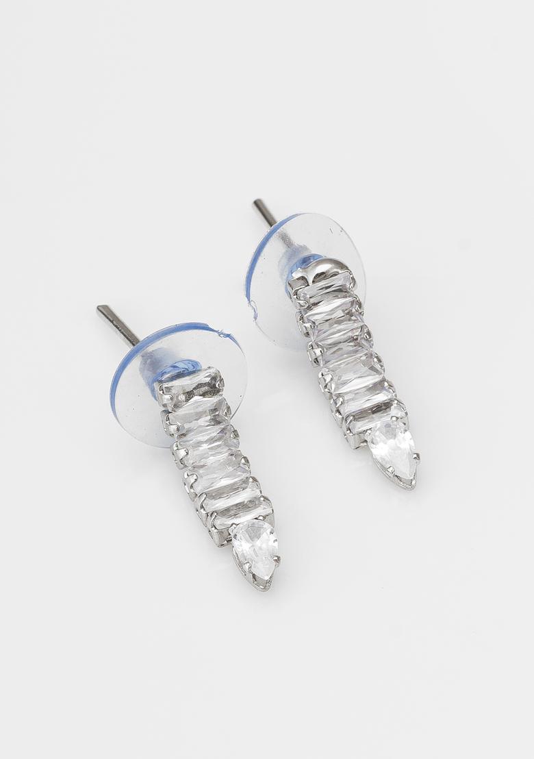 Silver Diamond Alloy Necklace Set - Indya