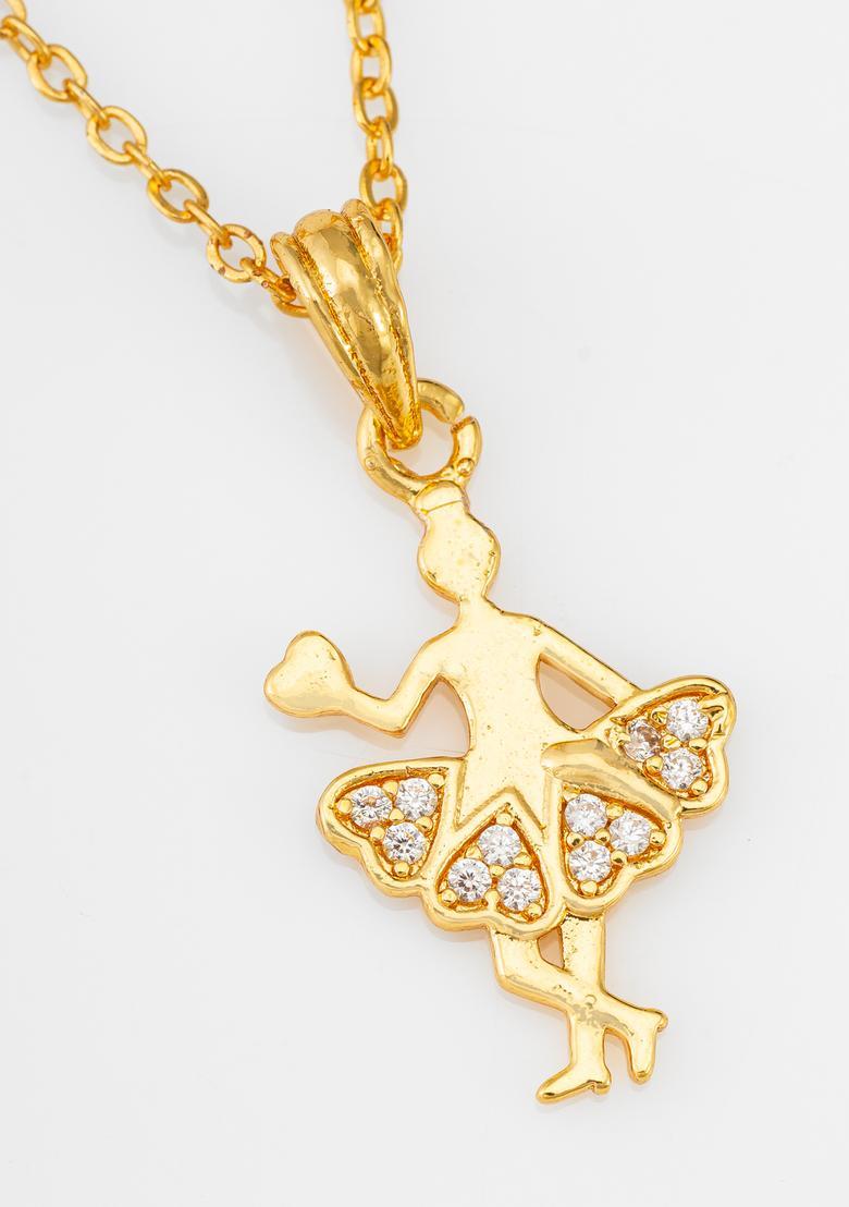 Golden Diamond Alloy Necklace Set - Indya