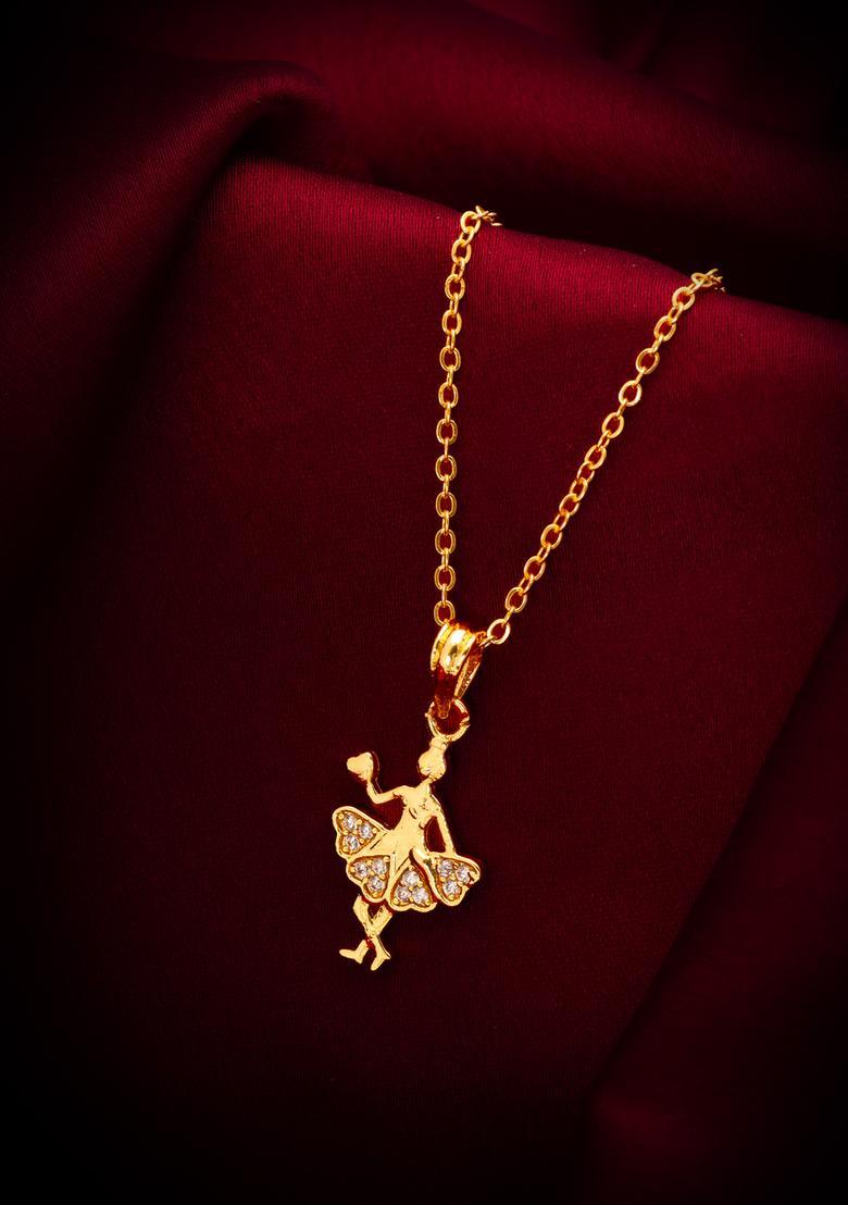Golden Diamond Alloy Necklace Set - Indya