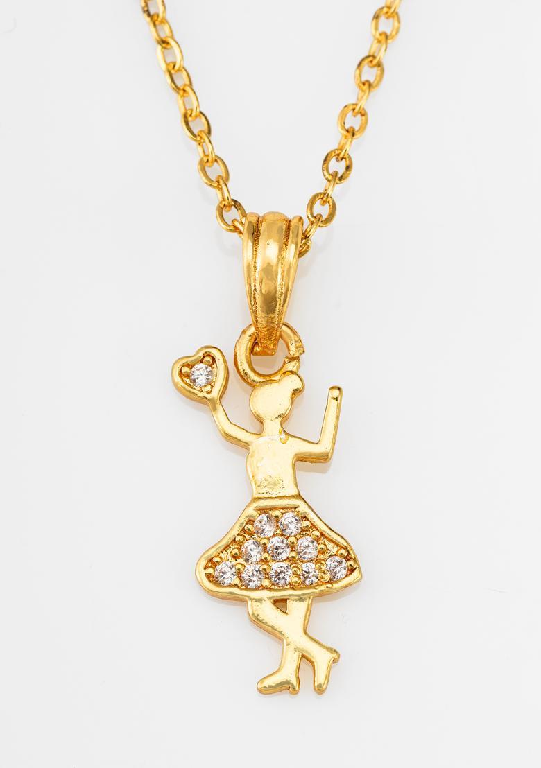 Golden Diamond Alloy Necklace Set - Indya