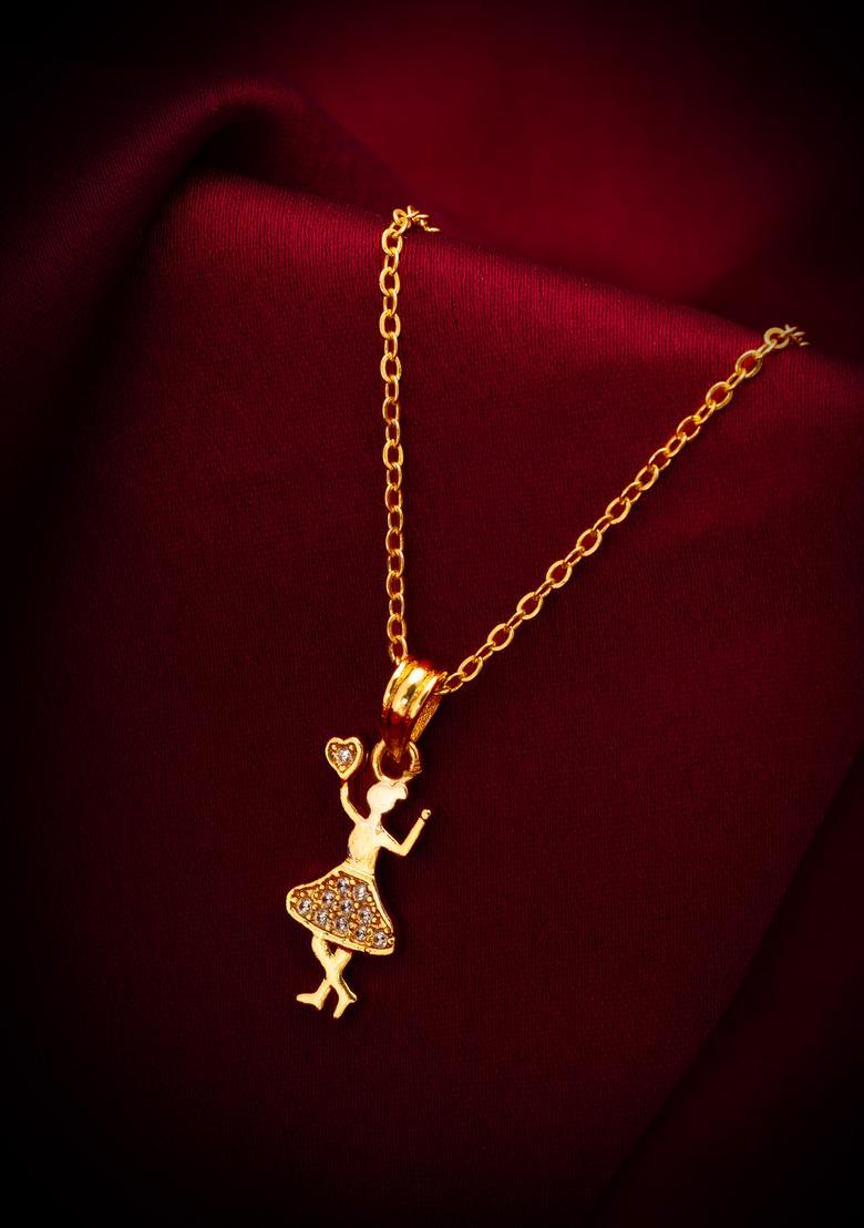 Golden Diamond Alloy Necklace Set - Indya