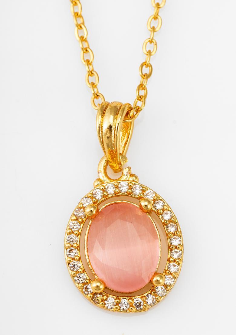 Golden Diamond Alloy Necklace Set - Indya