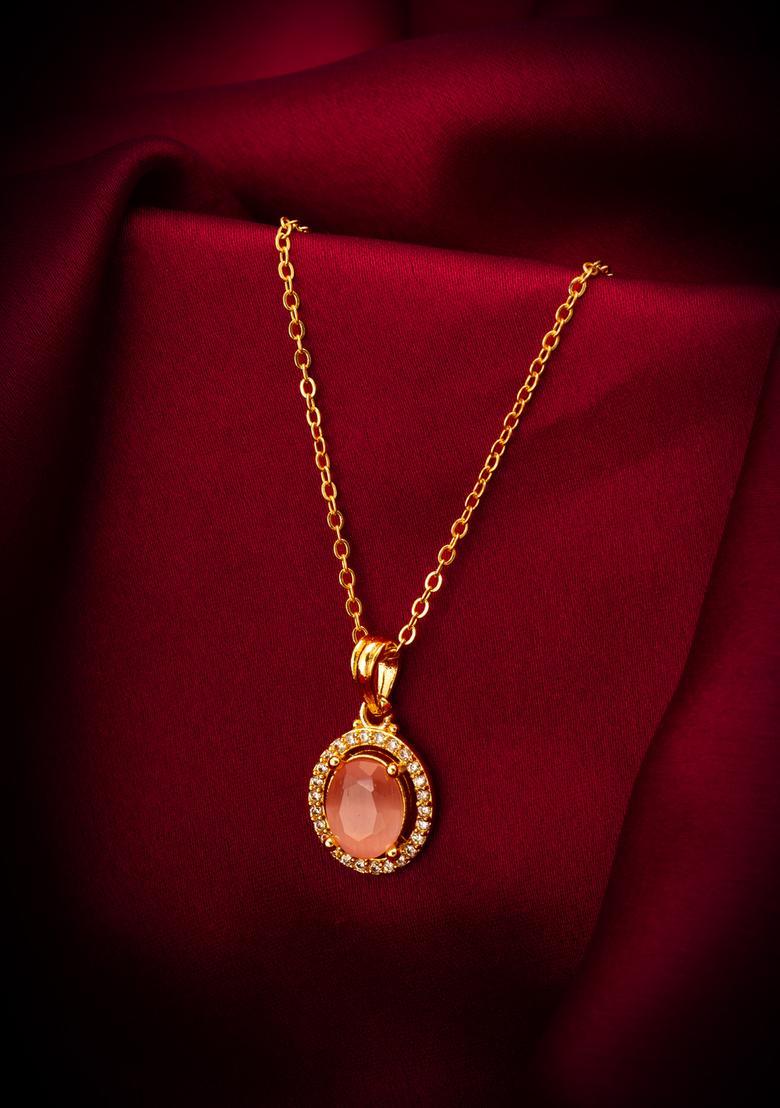 Golden Diamond Alloy Necklace Set - Indya