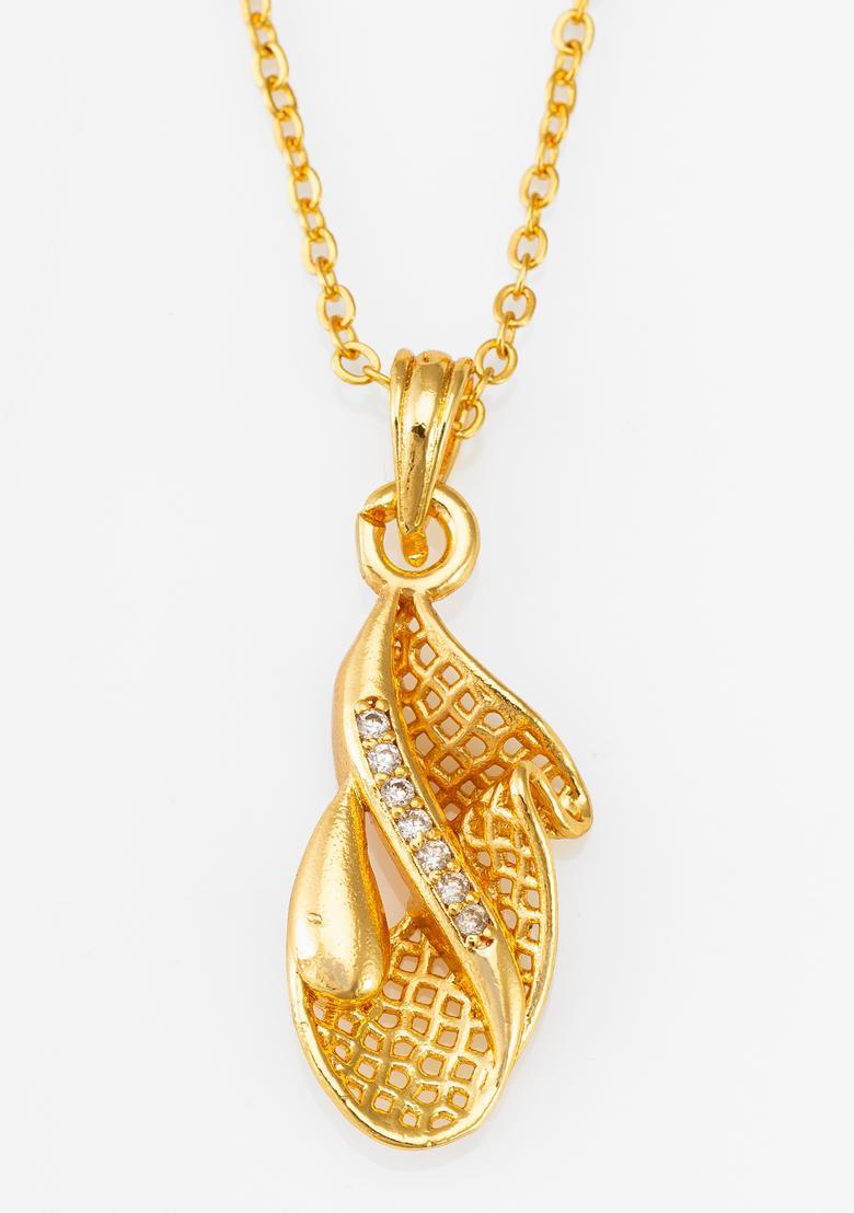 Golden Diamond Alloy Necklace Set - Indya