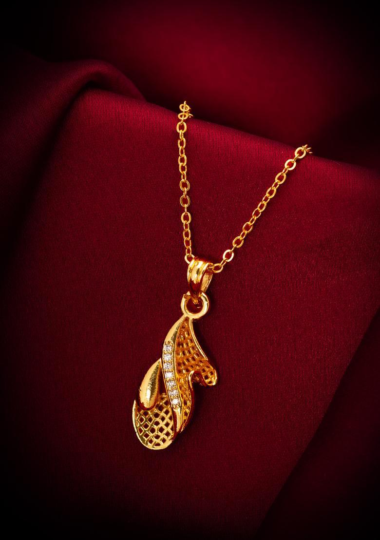 Golden Diamond Alloy Necklace Set - Indya