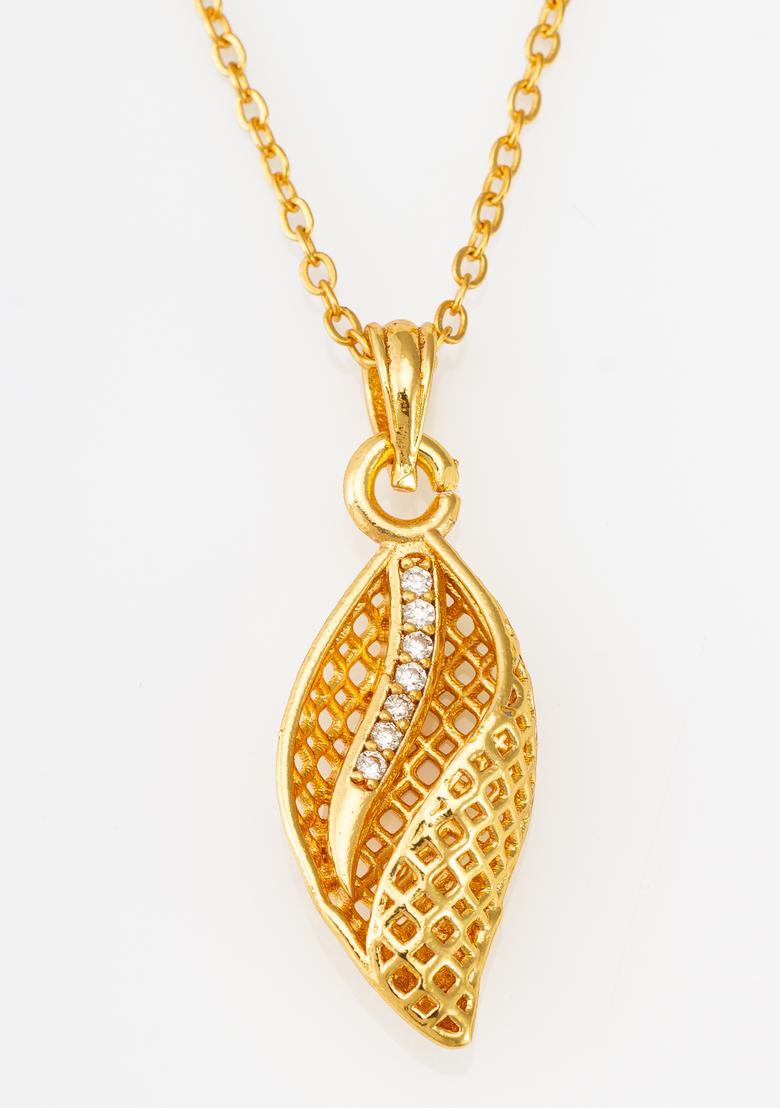 Golden Diamond Alloy Necklace Set - Indya