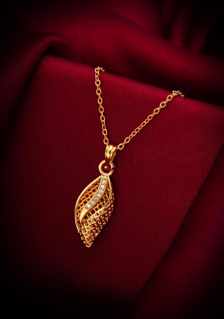 Golden Diamond Alloy Necklace Set - Indya
