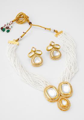 White Kundan Alloy Necklace Set