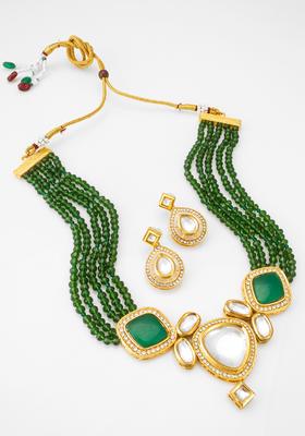 Green Kundan Alloy Necklace Set