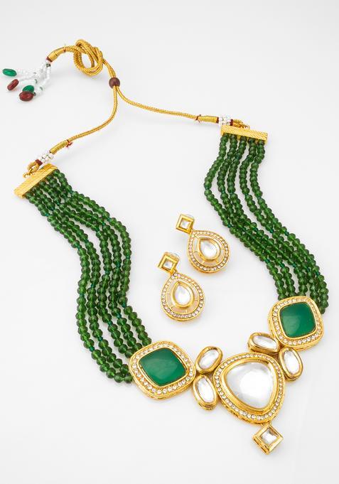 Green Kundan Alloy Necklace Set