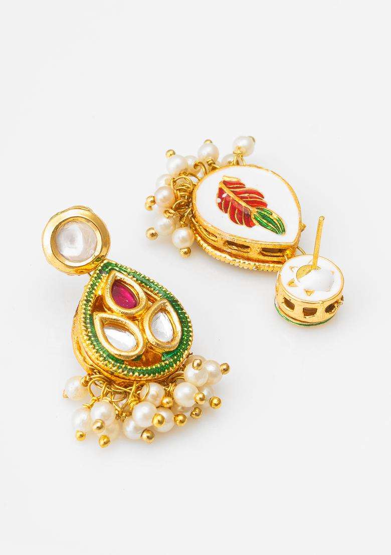 Red Kundan Alloy Necklace Set - Indya