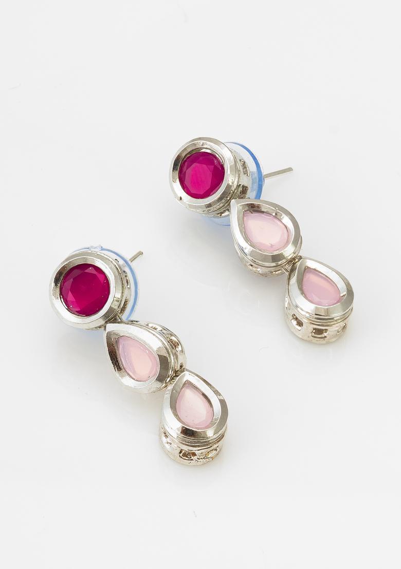 Pink Kundan Alloy Necklace Set - Indya
