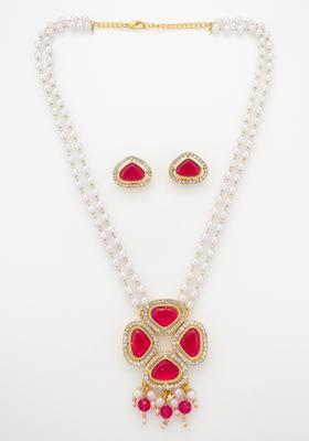 Red Pearl Alloy Necklace Set