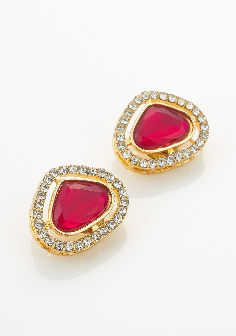 Red Pearl Alloy Necklace Set - Indya