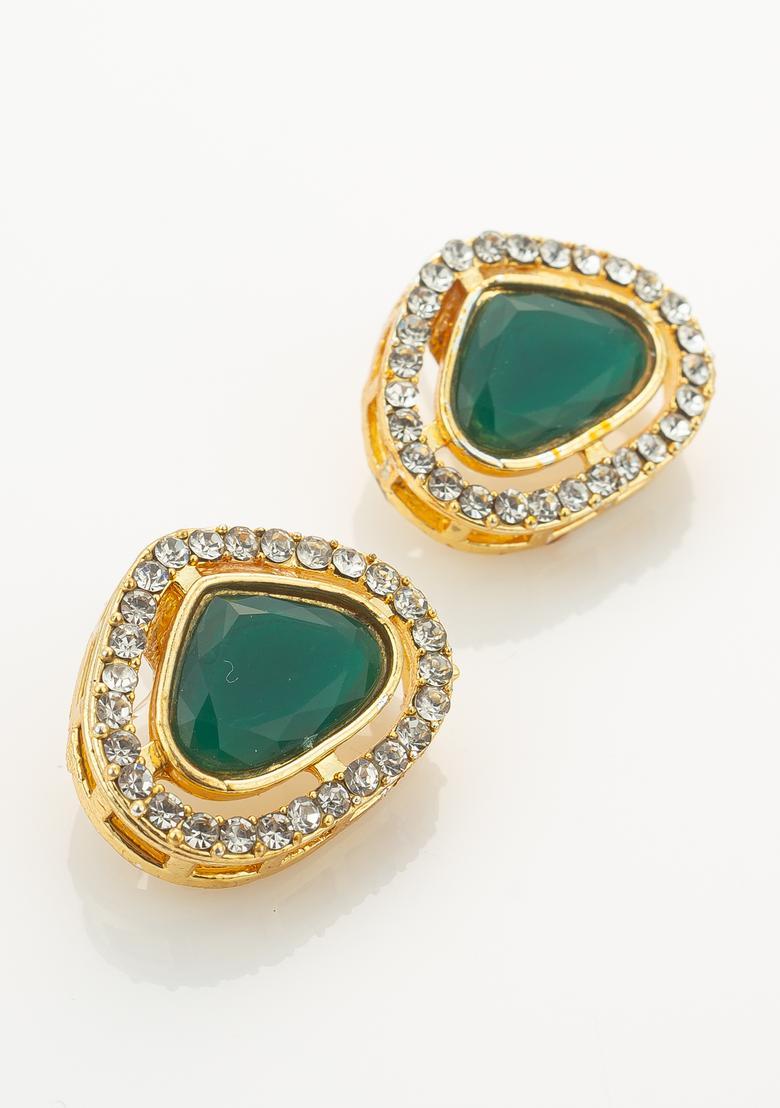 Green Pearl Alloy Necklace Set - Indya