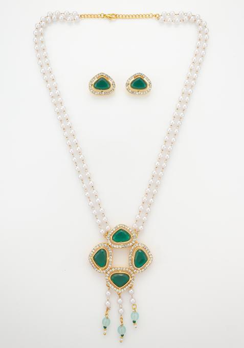 Green Pearl Alloy Necklace Set