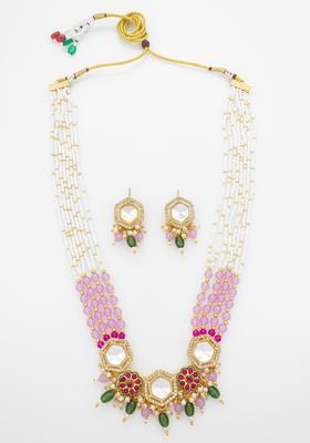 Multicolor Kundan Alloy Necklace Set