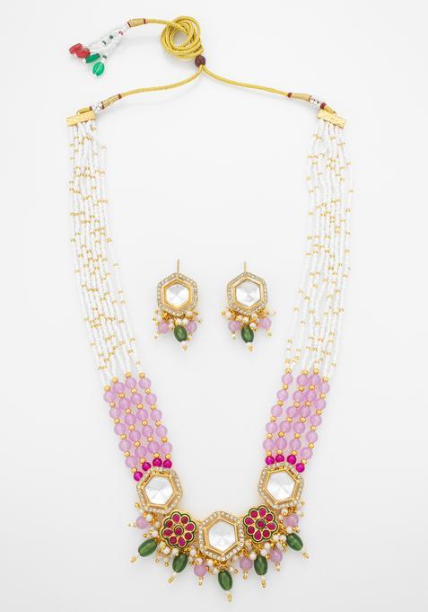Multicolor Kundan Alloy Necklace Set
