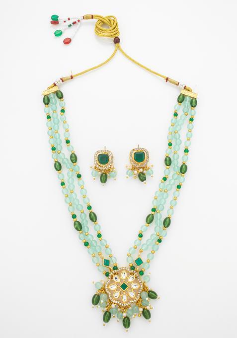 Green Kundan Alloy Necklace Set