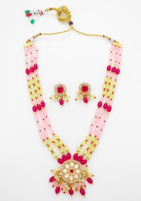 Pink Kundan Alloy Necklace Set