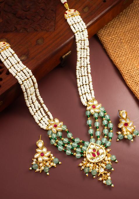 Green Kundan Alloy Necklace Set