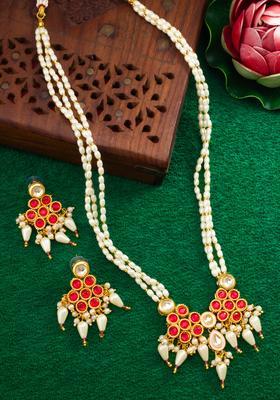 Red Kundan Alloy Necklace Set