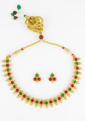 Multicolor Artificial Stones Alloy Necklace Set