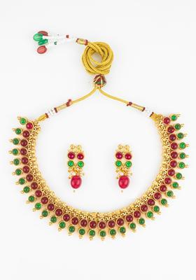 Multicolor Artificial Stones Alloy Necklace Set
