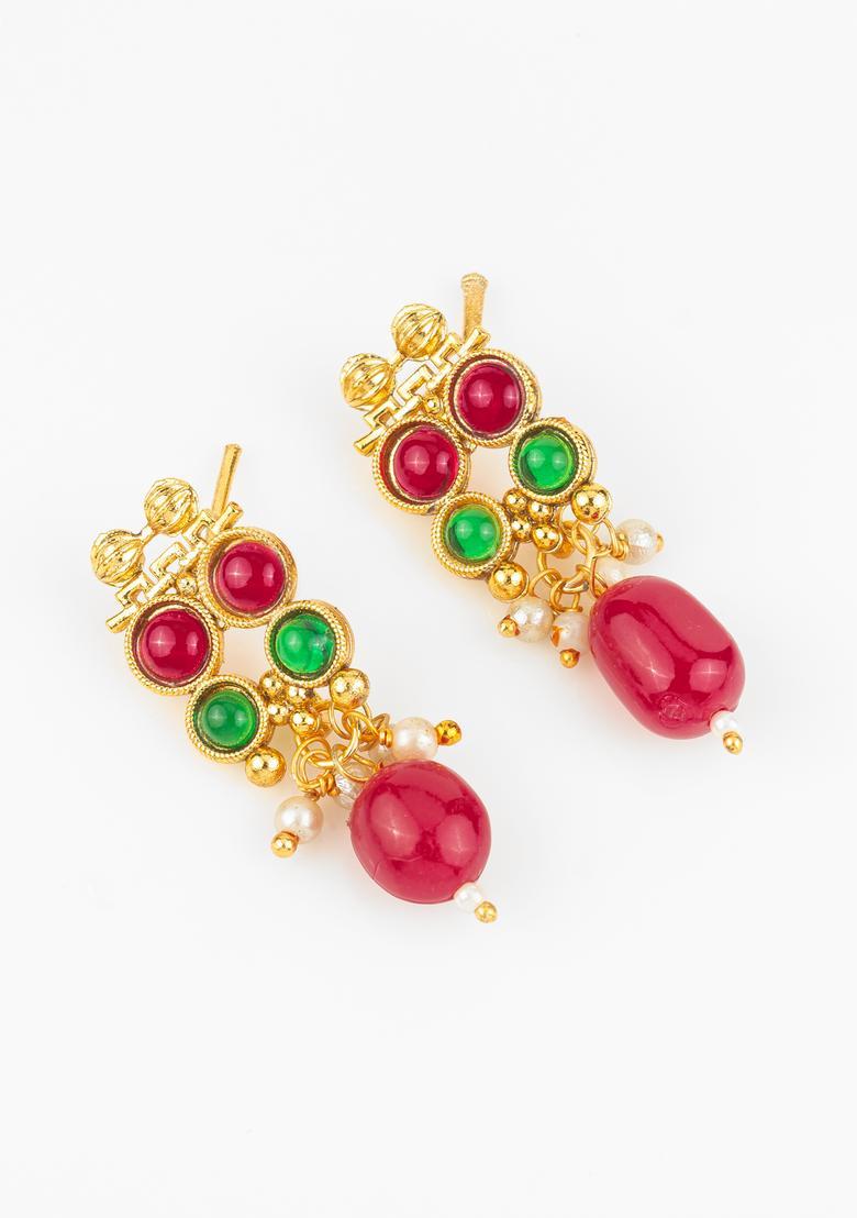 Multicolor Artificial Stones Alloy Necklace Set - Indya