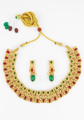 Multicolor Artificial Stones Alloy Necklace Set