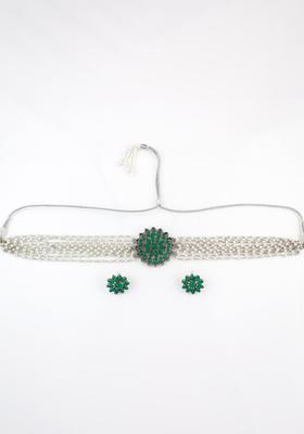 Green Kundan Alloy Choker Set