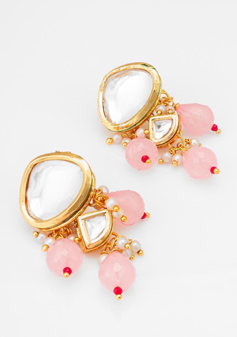 Pink Kundan Alloy Necklace Set - Indya