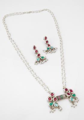 Silver Pearl Alloy Necklace Set