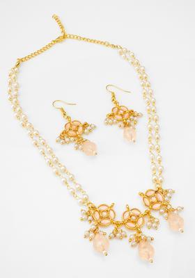 Peach Pearl Alloy Necklace Set