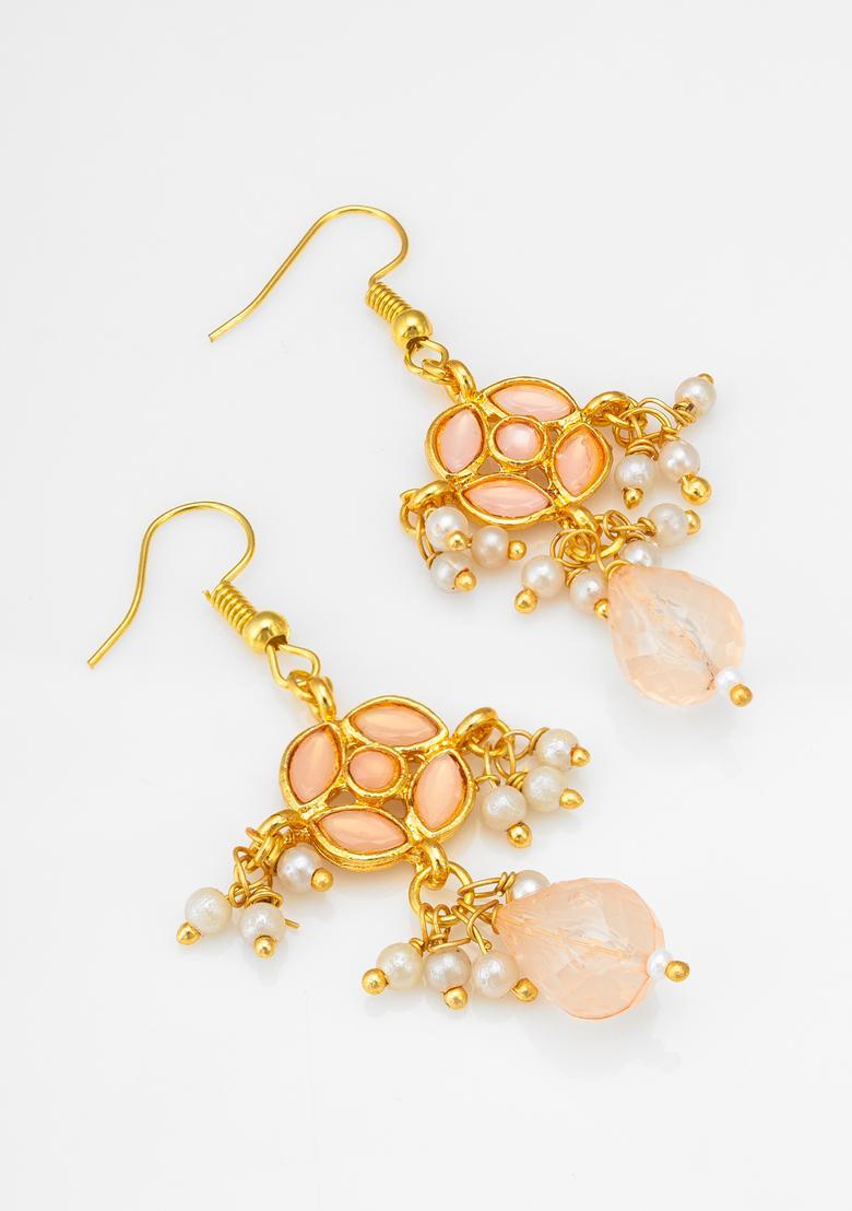 Peach Pearl Alloy Necklace Set - Indya