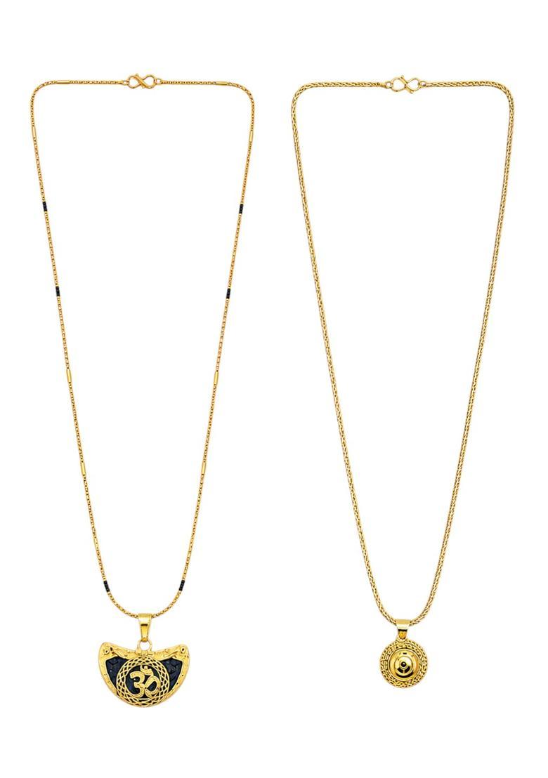 Golden Alloy Chain Pendant - Indya