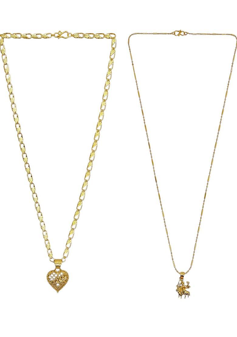 Golden Alloy Chain Pendant - Indya