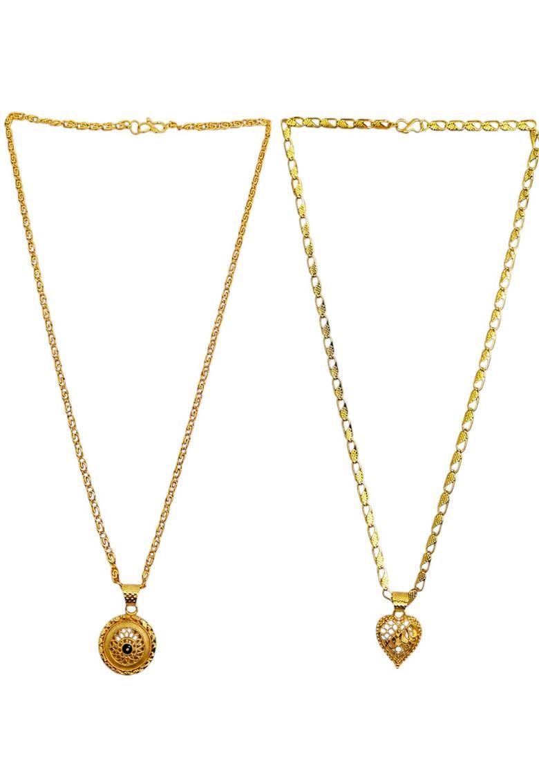 Golden Alloy Chain Pendant - Indya