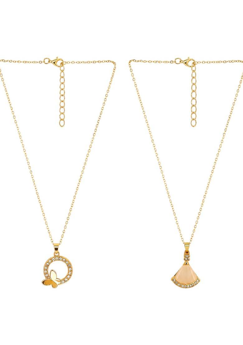 Golden Alloy Chain Pendant - Indya
