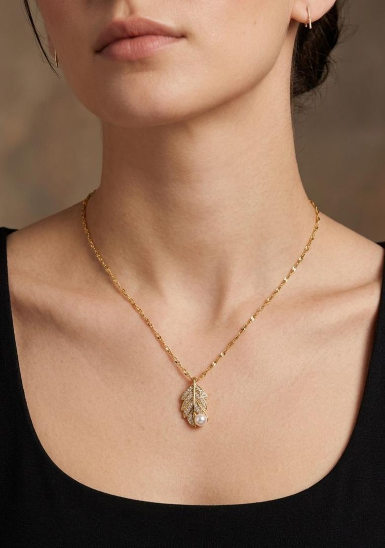 Golden Alloy Chain Pendant - Indya