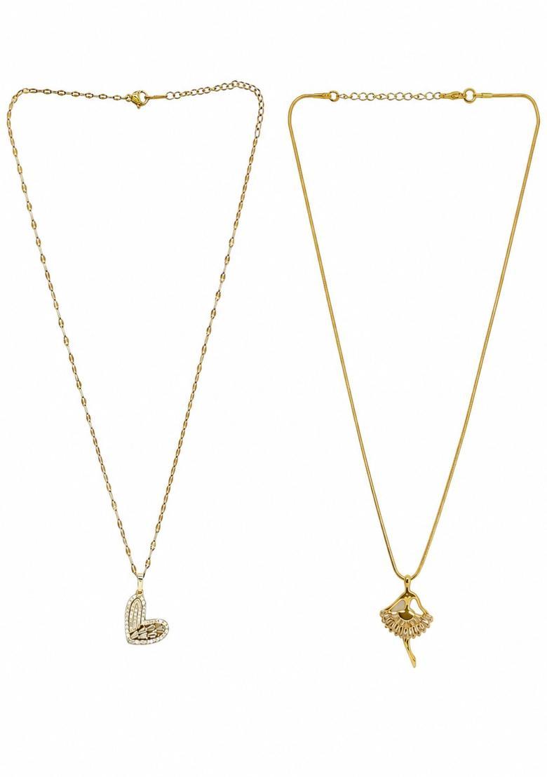 Golden Alloy Chain Pendant - Indya