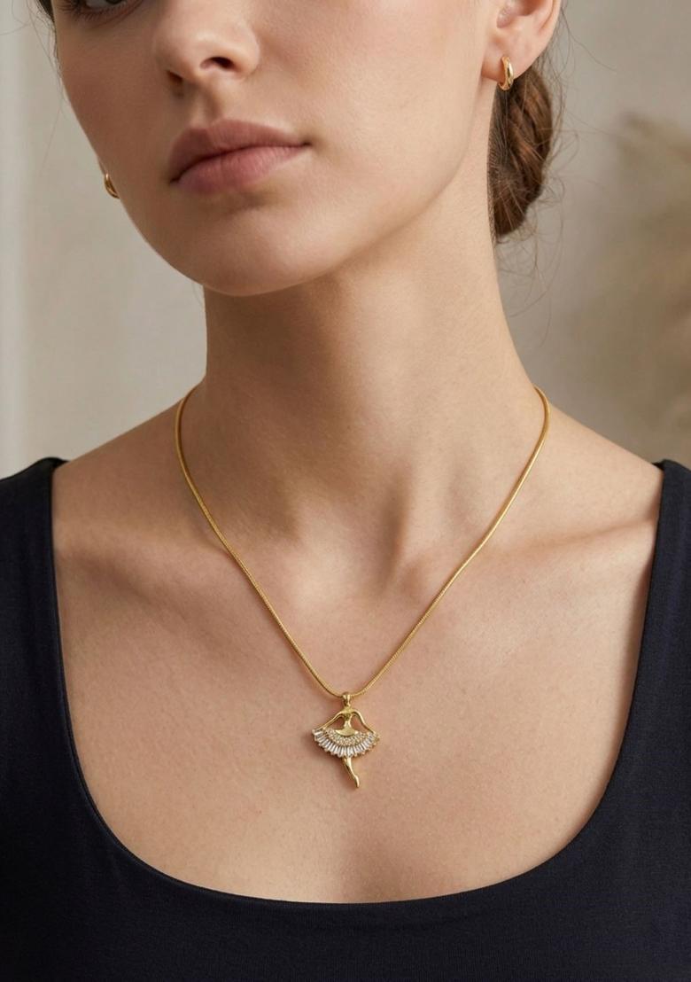 Golden Alloy Chain Pendant - Indya