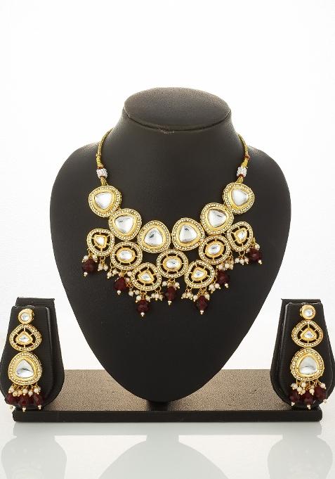 Golden Alloy Chokar Necklace Set