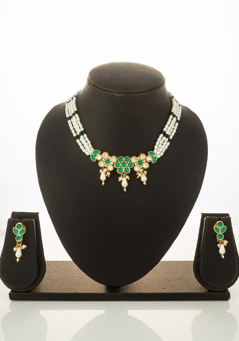 Green Alloy Chokar Necklace Set