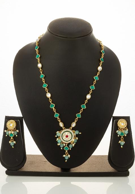 Green Alloy Necklace Set