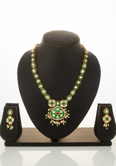 Green Alloy Necklace Set