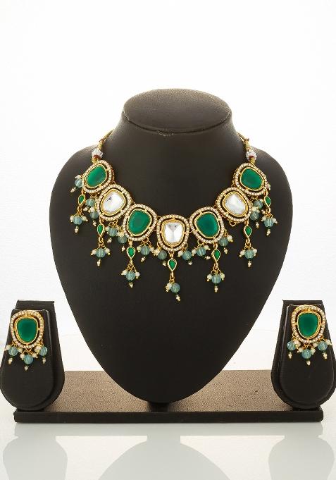 Green Alloy Chokar Necklace Set