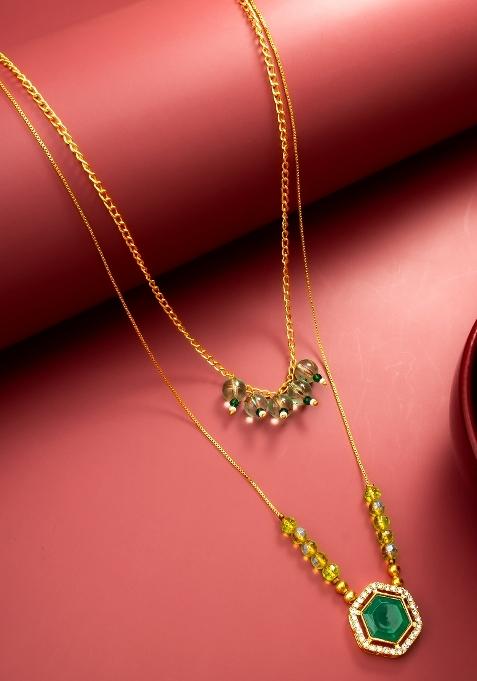 Green Alloy Pendant Necklace
