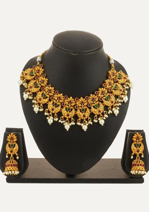 Multicolor Alloy Chokar Necklace Set